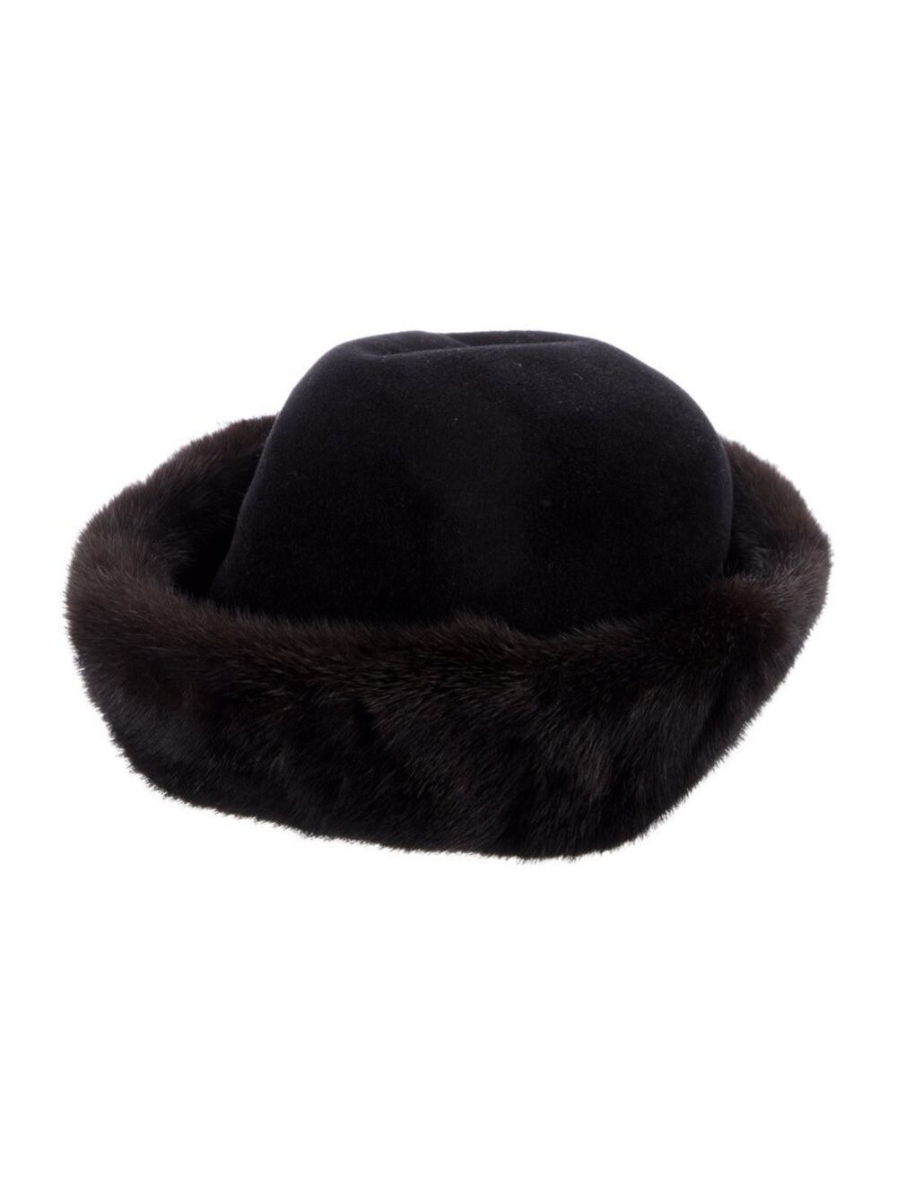 Maximilian Luxurious Black Faux Fur Pillbox Hat EUC Designer - Picture 2 of 2